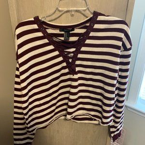 Forever 21 Striped Crop Shirt